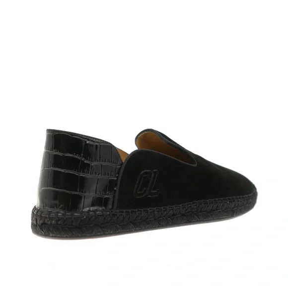 Christian Louboutin Varsi Espadrilles Black Suede Leather Size 10 US New